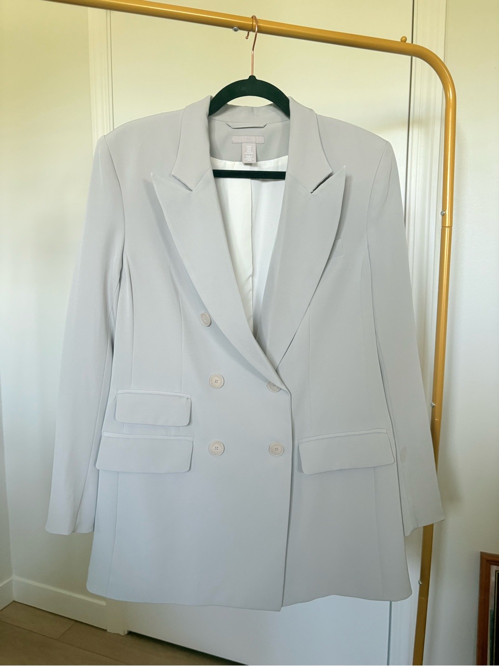 Oversized H&M Women's Blazer Jacket - Light Gray - Blue